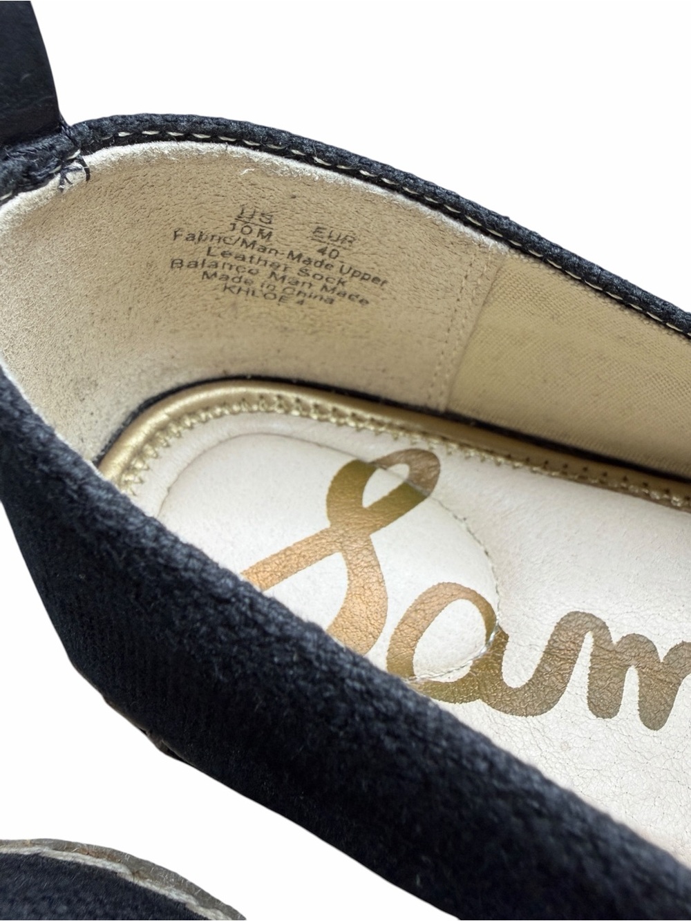 Sam Edelman Khloe Women’s Fabric & Leather Black and Tan Espadrilles Size 10M - Picture 10 of 10